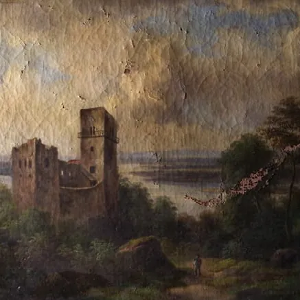 До реставрации: Пейзаж с замком