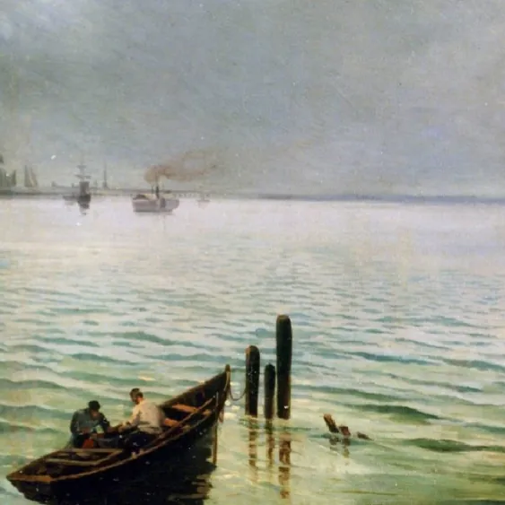 После реставрации: Пейзаж с лодкой